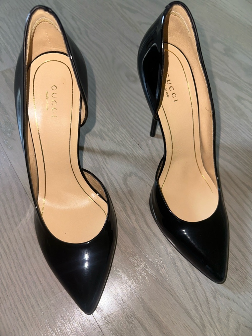 Gucci Black Patent Leather Pointed Toe Stilettos - Picture 2 of 7